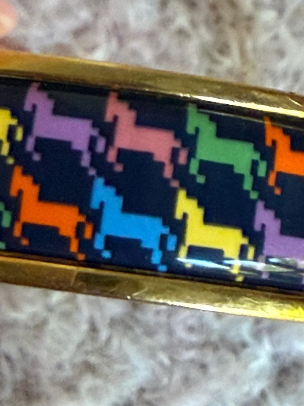 Hermes Gold Multi-Color Houndstooth Enamel Clic clac Bracelet